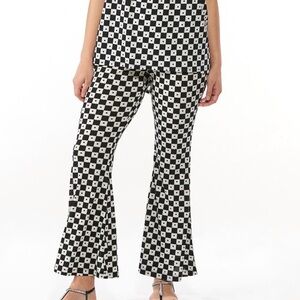 Daisy Check Flare Pants